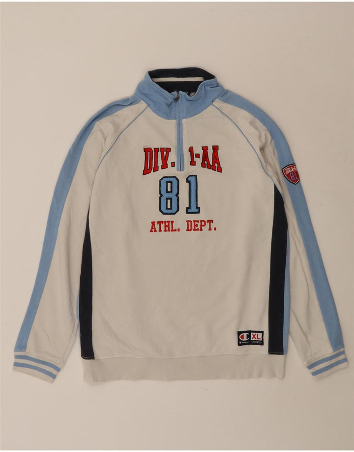 CHAMPION Boys Graphic Sweatshirt Jumper 13-14 Years XL White Colourblock