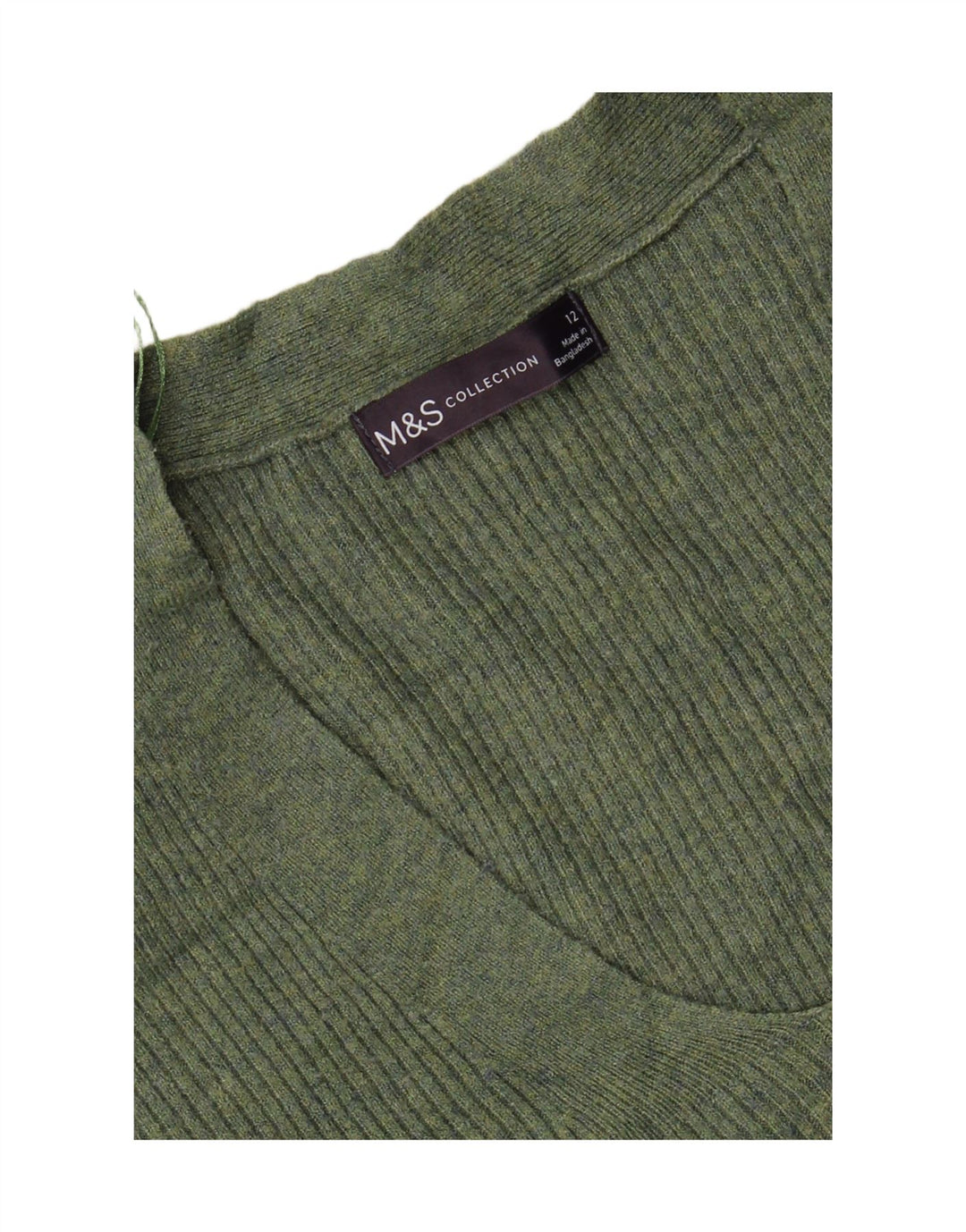 MARKS & SPENCER Womens V-Neck Jumper Sweater UK 12 Medium Green Polyester Vintage Marks & Spencer and Second-Hand Marks & Spencer from Messina Hembry 