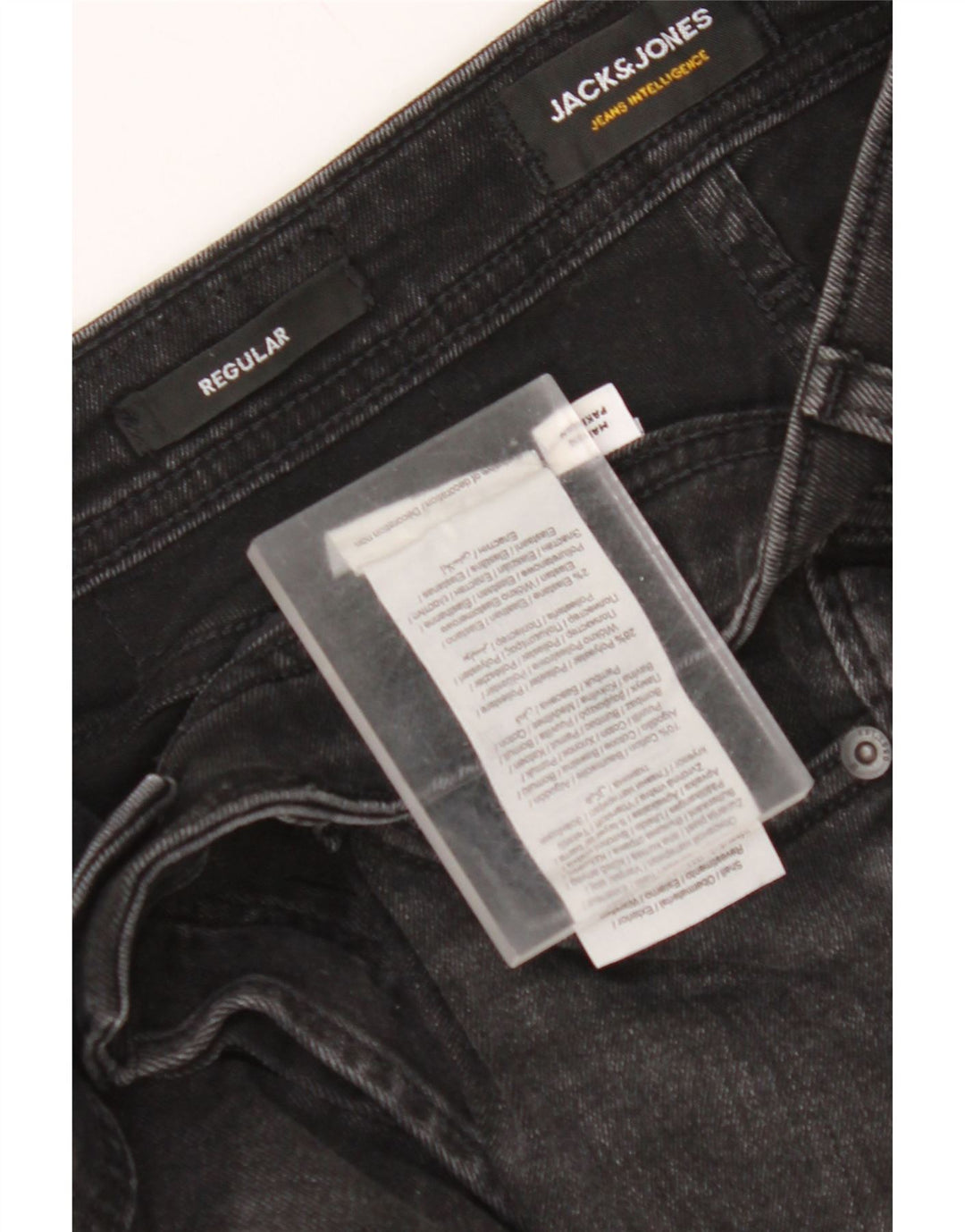 JACK & JONES Mens Regular Distressed Denim Shorts W30 Medium Black Cotton