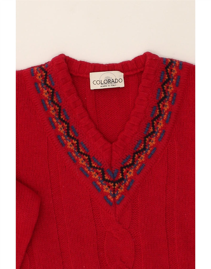 VINTAGE Womens V-Neck Jumper Sweater UK 16 Large Red | Vintage Vintage | Thrift | Second-Hand Vintage | Used Clothing | Messina Hembry 