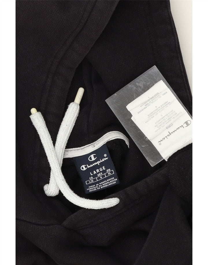 CHAMPION Mens Graphic Hoodie Jumper Large Black Cotton Vintage Champion and Second-Hand Champion from Messina Hembry 