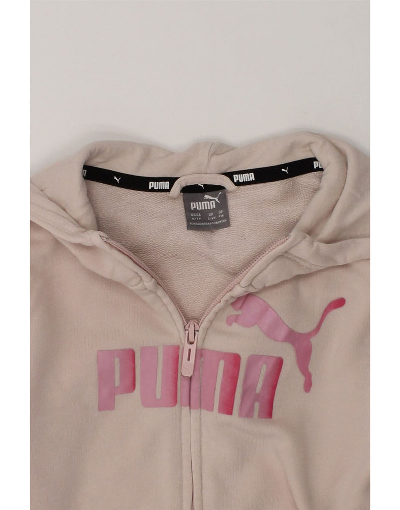 PUMA Girls Graphic Zip Hoodie Sweater 5-6 Years Grey Cotton | Vintage Puma | Thrift | Second-Hand Puma | Used Clothing | Messina Hembry 