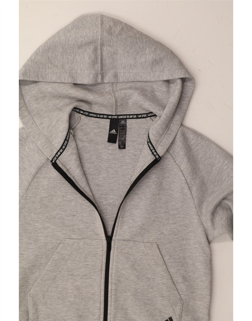 ADIDAS Womens Zip Hoodie Sweater UK 8/10 Small Grey Cotton Vintage Adidas and Second-Hand Adidas from Messina Hembry 