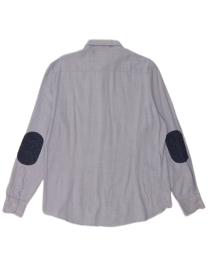 Massimo Dutti Mens Shirt Large Blue Cotton