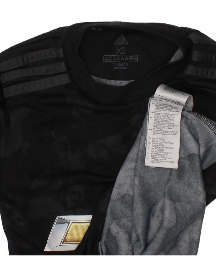 Adidas Boys Graphic T-Shirt Top 7-8 Years XS Black Polyester