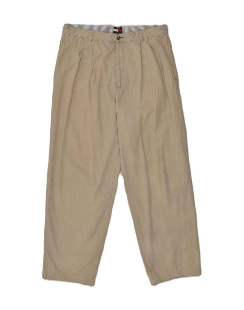 TOMMY HILFIGER Mens Pegged Casual Trousers W36 L30 Khaki Cotton | Vintage Tommy Hilfiger | Thrift | Second-Hand Tommy Hilfiger | Used Clothing | Messina Hembry 