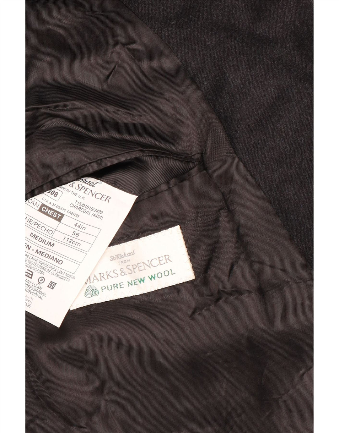 Marks & Spencer Mens Double Breasted Blazer Jacket UK 44 XL Grey New Wool
