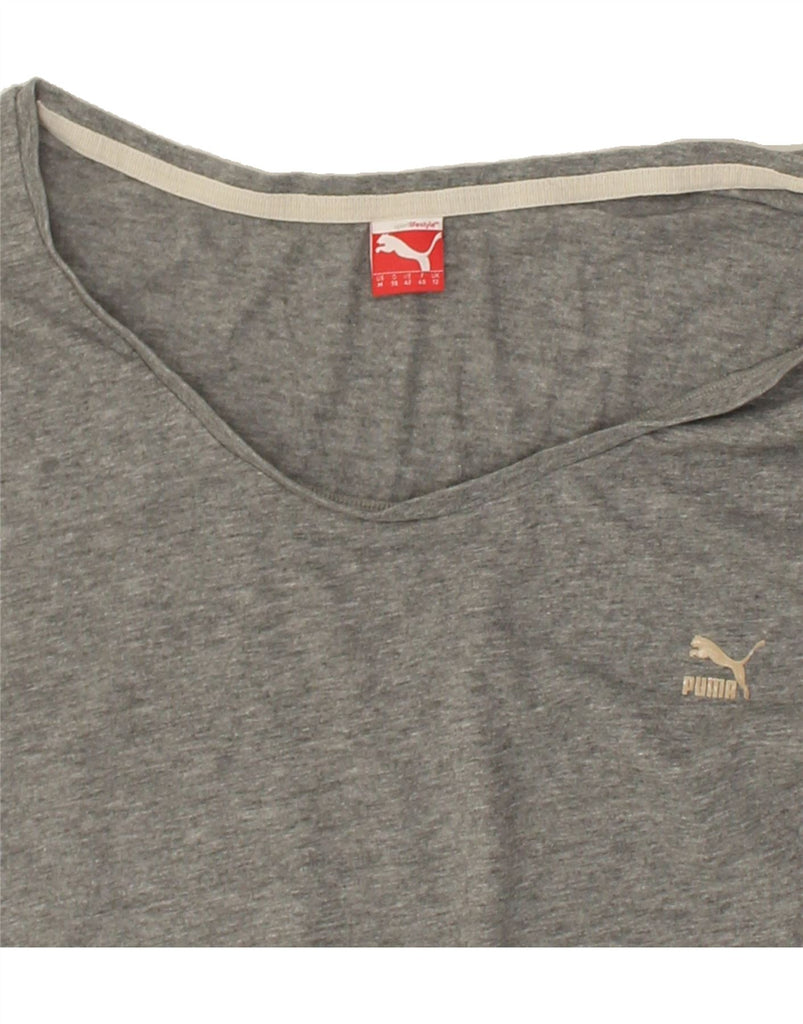 PUMA Womens T-Shirt Top UK 12 Medium  Grey Cotton | Vintage Puma | Thrift | Second-Hand Puma | Used Clothing | Messina Hembry 