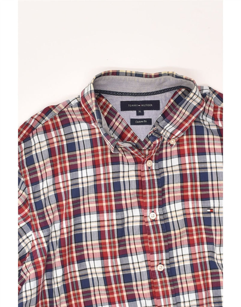 TOMMY HILFIGER Mens Custom Fit Shirt XL Red Check Cotton | Vintage Tommy Hilfiger | Thrift | Second-Hand Tommy Hilfiger | Used Clothing | Messina Hembry 