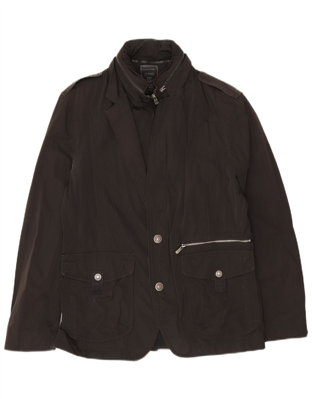 Calvin Klein Mens Military Hooded 2 Button Blazer Jacket UK 36 Small Black