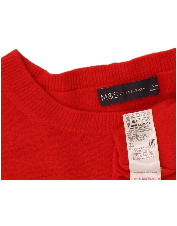 Marks & Spencer Womens Crop Crew Neck Jumper Sweater UK 12 Medium Red