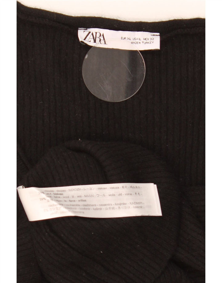 Zara Womens Top Long Sleeve UK 18 XL Black Viscose