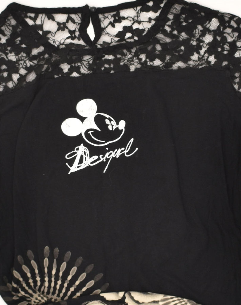 DESIGUAL Womens Disney Graphic Top Long Sleeve UK 12 Medium Black | Vintage Desigual | Thrift | Second-Hand Desigual | Used Clothing | Messina Hembry 