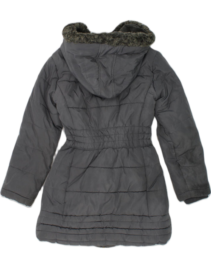 CALVIN KLEIN Girls Hooded Padded Coat 5-6 Years Large Grey Polyester | Vintage Calvin Klein | Thrift | Second-Hand Calvin Klein | Used Clothing | Messina Hembry 