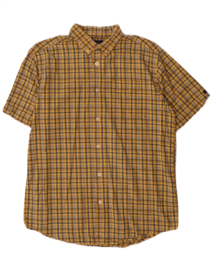 IZOD Boys Short Sleeve Shirt 15-16 Years XL Yellow Check Cotton