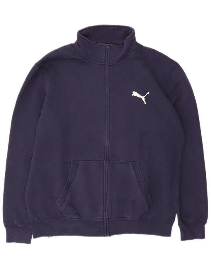 Puma Mens Tracksuit Top Jacket Large Navy Blue Cotton