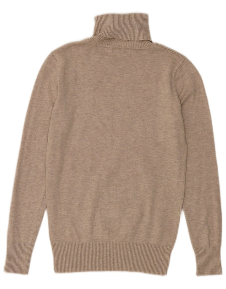 Vintage Womens Roll Neck Jumper Sweater IT 40 Small Beige Flecked