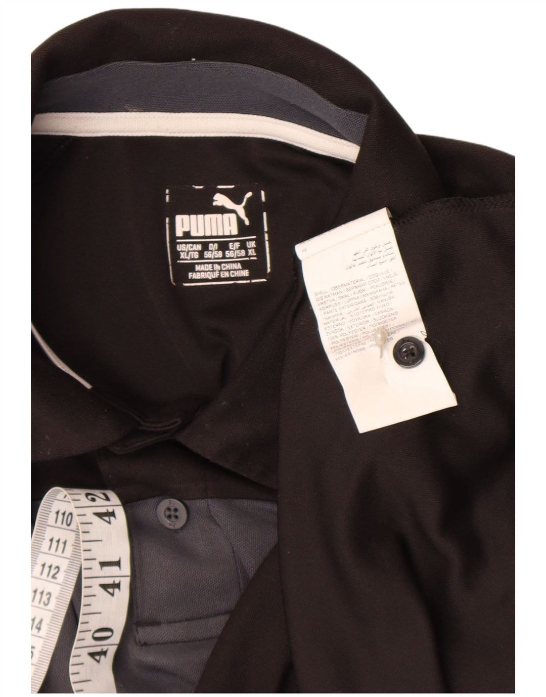 Puma Mens Graphic Polo Shirt XL Black Colourblock Polyester
