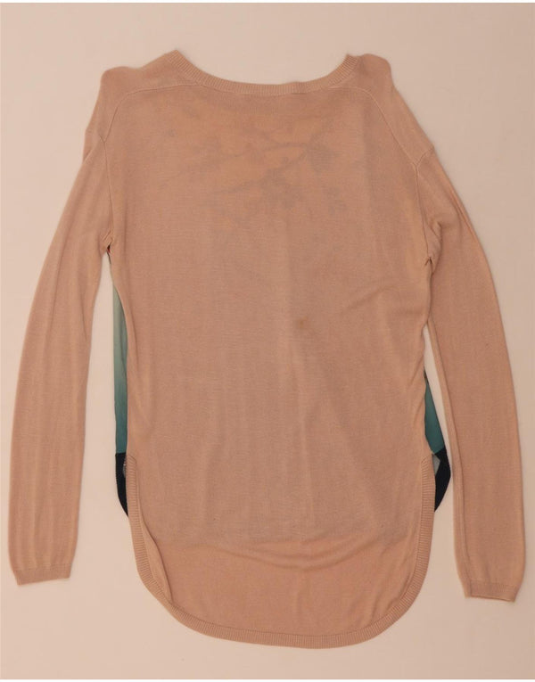 Oasis Womens Graphic Oversized Boat Neck Jumper Sweater UK 6 XS Pink Floral