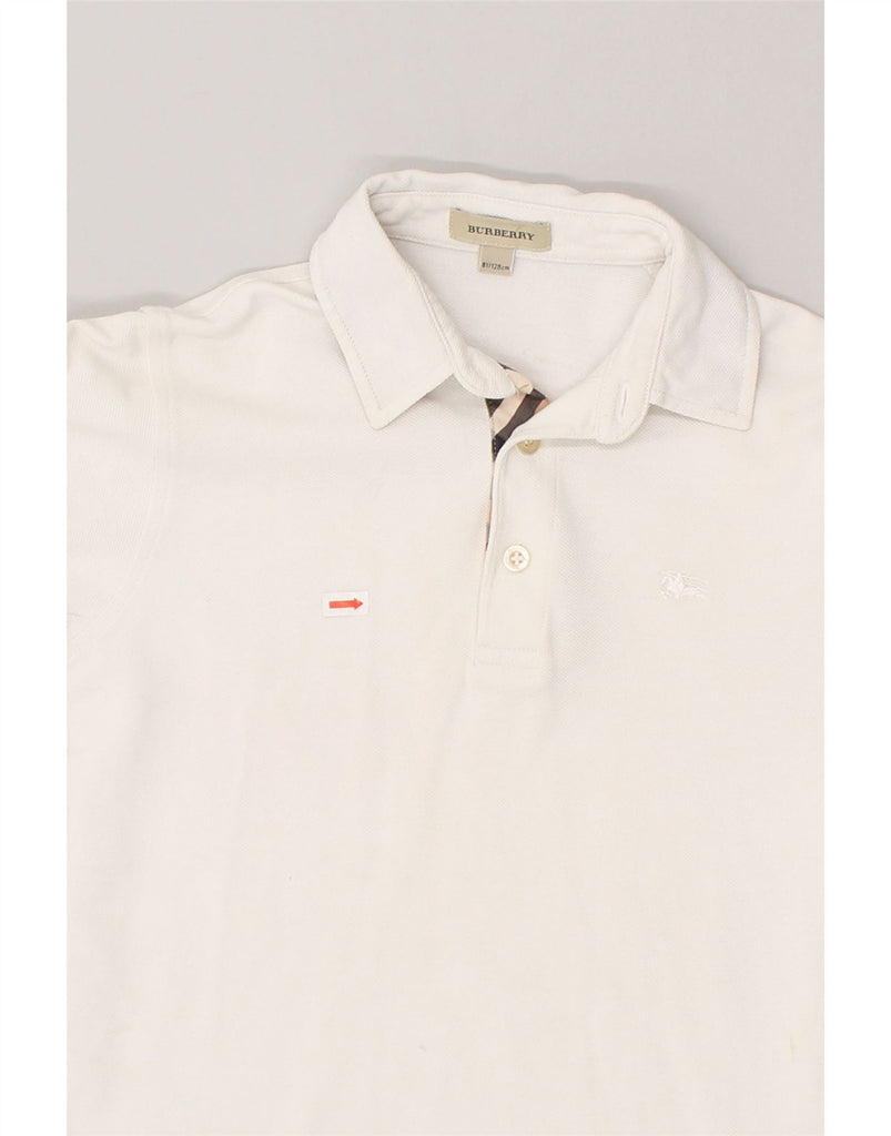 BURBERRY Boys Long Sleeve Polo Shirt 7-8 Years White Cotton Vintage Burberry and Second-Hand Burberry from Messina Hembry 