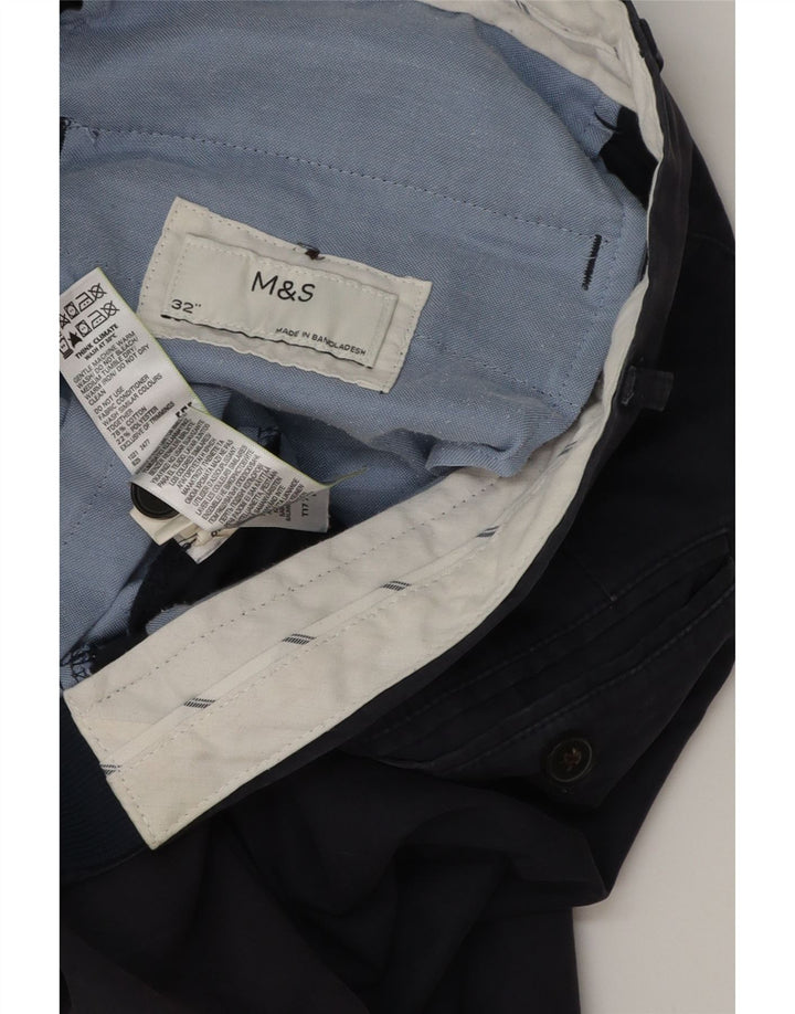 Marks & Spencer Mens Chino Shorts W32 Medium Navy Blue Cotton