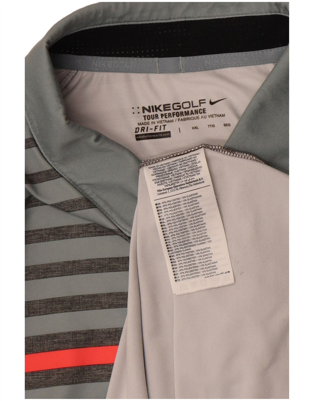 Nike Mens Dri Fit Polo Shirt 2XL Grey Striped Polyester