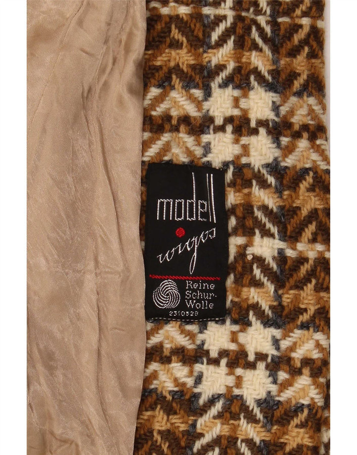 Vintage Womens Overcoat UK 8 Small Brown Herringbone Wool