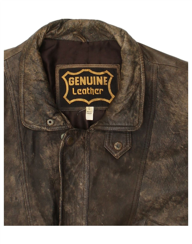 VINTAGE Mens Leather Jacket UK 40 Large Brown Leather | Vintage Vintage | Thrift | Second-Hand Vintage | Used Clothing | Messina Hembry 