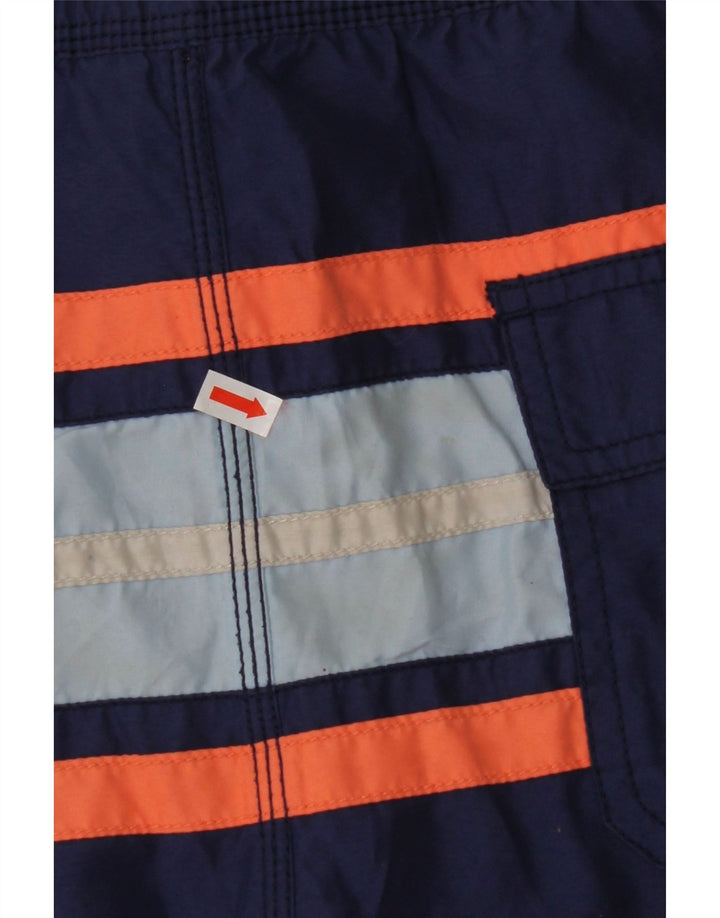 IZOD Mens Swimming Shorts Small  Navy Blue Striped Polyester