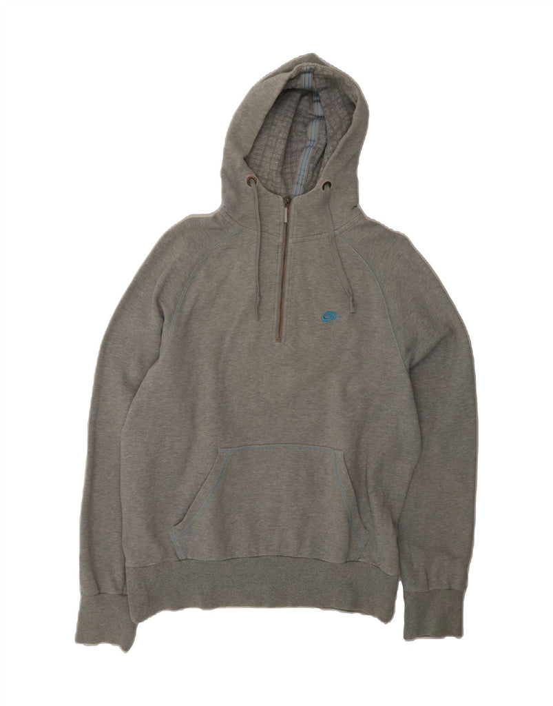 NIKE Mens Zip Neck Hoodie Jumper UK 42/44 Large Grey Cotton Vintage Nike and Second-Hand Nike from Messina Hembry 