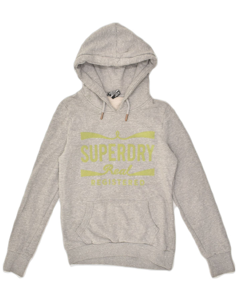 SUPERDRY Womens Graphic Hoodie Jumper UK 10 Small Grey Cotton | Vintage Superdry | Thrift | Second-Hand Superdry | Used Clothing | Messina Hembry 