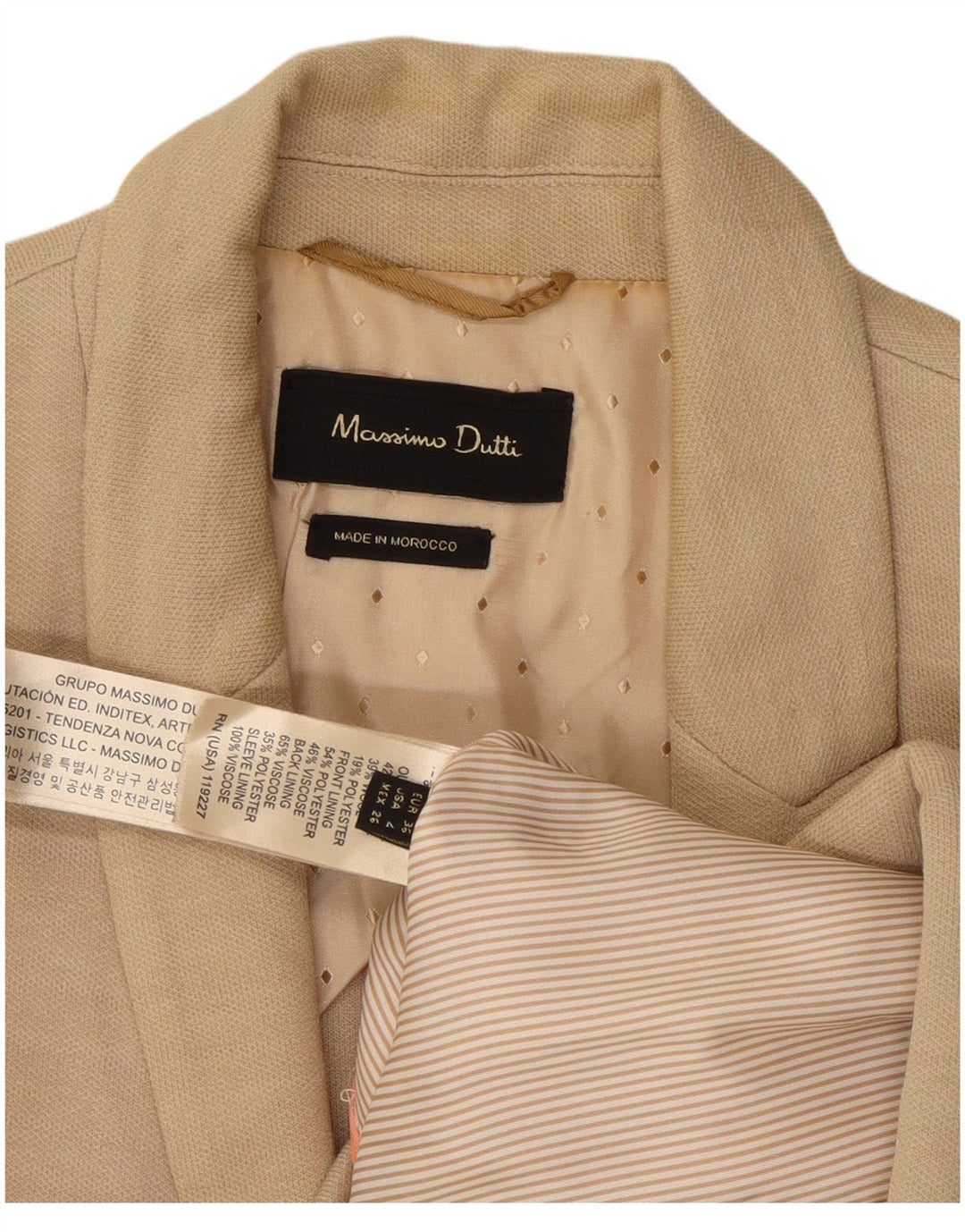 MASSIMO DUTTI Womens 1 Button Blazer Jacket EU 36 XS Beige Viscose