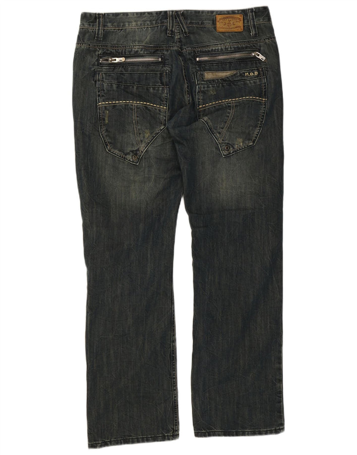 Vintage Mens Cargo Straight Jeans W36 L32 Navy Blue Cotton