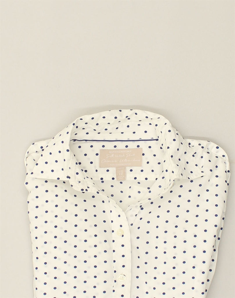 BANANA REPUBLIC Womens Shirt UK 4 XS White Polka Dot Cotton | Vintage Banana Republic | Thrift | Second-Hand Banana Republic | Used Clothing | Messina Hembry 