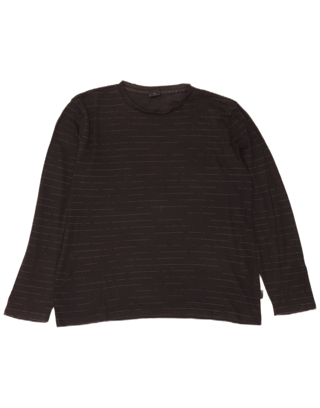 HUGO BOSS Mens Top Long Sleeve Large Black Pinstripe Cotton