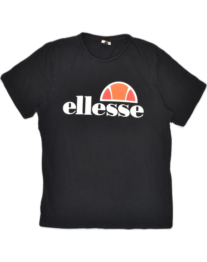 ELLESSE Womens Graphic T-Shirt Top Large Black Cotton | Vintage Ellesse | Thrift | Second-Hand Ellesse | Used Clothing | Messina Hembry 