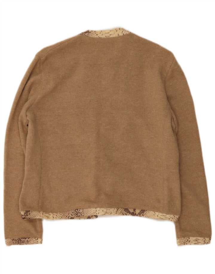 Daniela Drei Womens Front Tie Cardigan Sweater IT 44 Medium Brown Wool