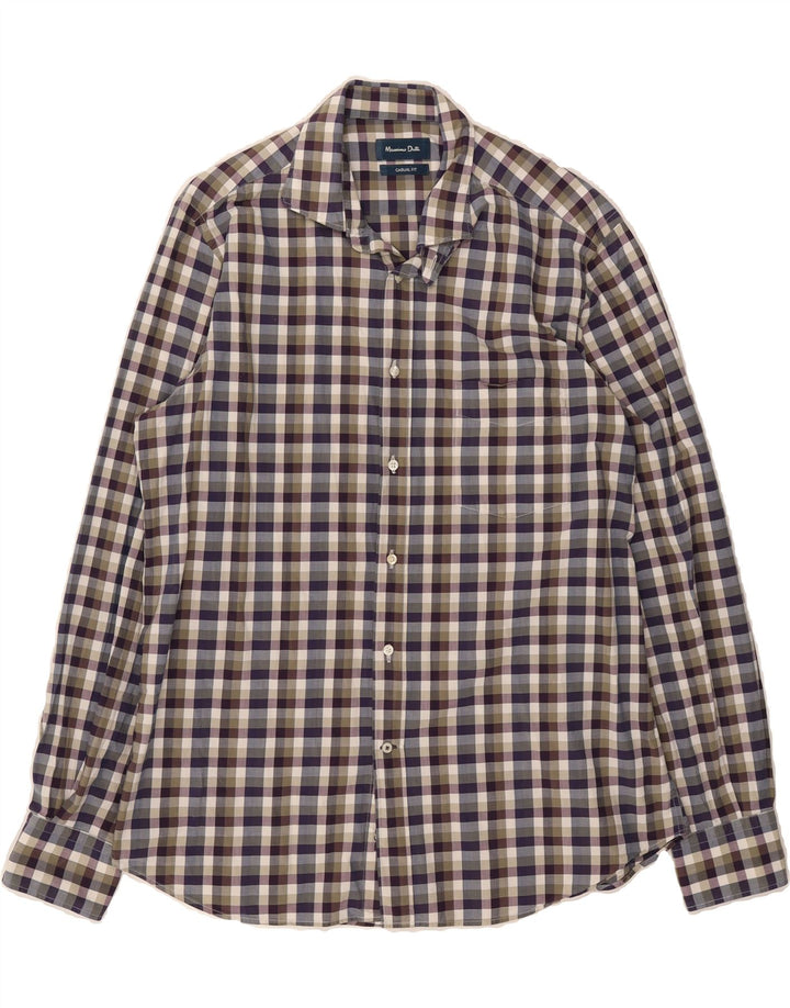 MASSIMO DUTTI Mens Casual Fit Shirt XL Multicoloured Gingham Cotton Vintage Massimo Dutti and Second-Hand Massimo Dutti from Messina Hembry 