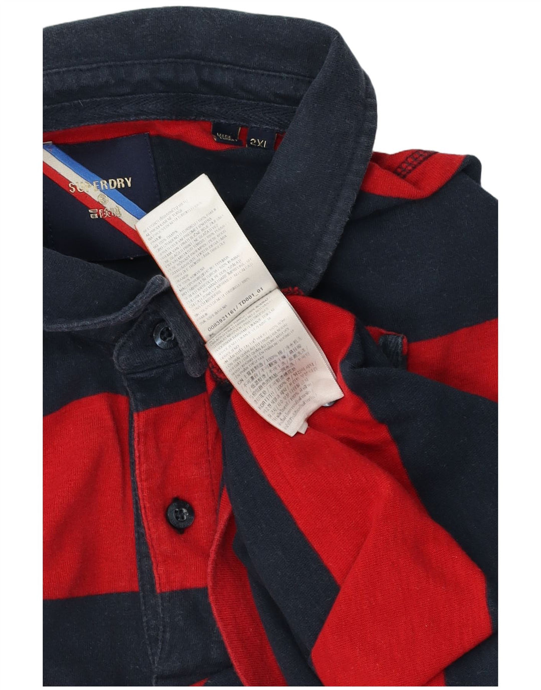 Superdry Mens Polo Shirt 2XL Red Striped Cotton