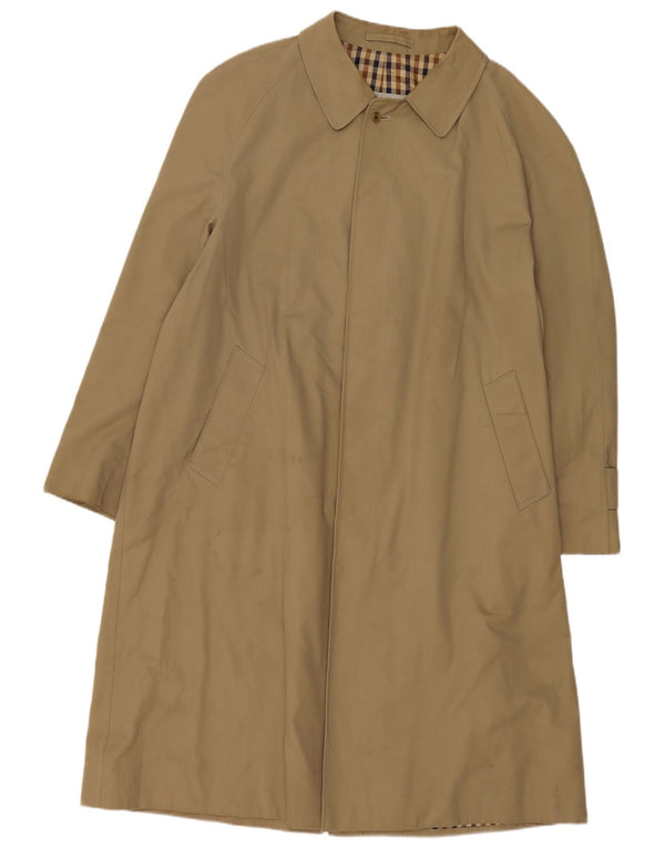 Aquascutum Mens Trench Coat UK 44 2XL Khaki Cotton