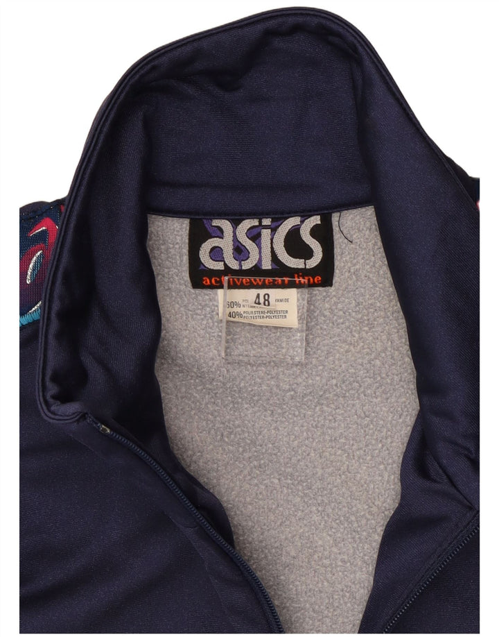 ASICS Mens Graphic Tracksuit Top Jacket IT 48 Medium Navy Blue Polyamide