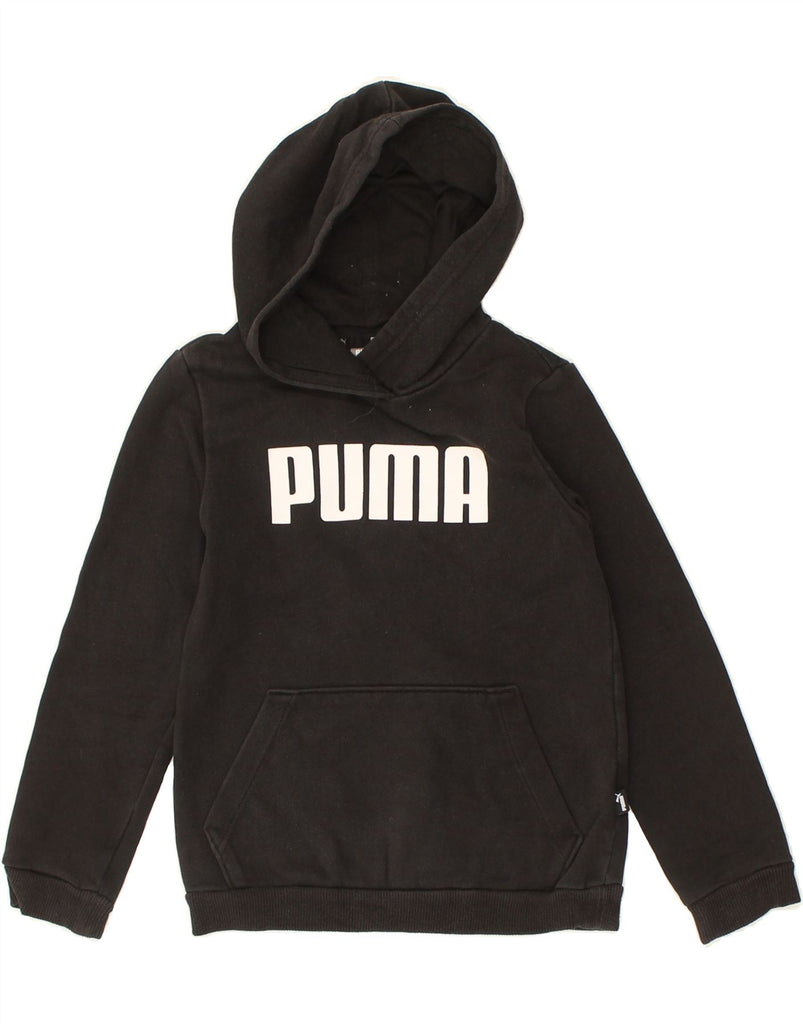 PUMA Boys Graphic Hoodie Jumper 7-8 Years Black Cotton | Vintage Puma | Thrift | Second-Hand Puma | Used Clothing | Messina Hembry 