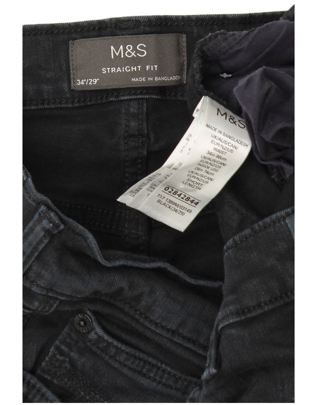 Marks & Spencer Mens Straight Jeans W34 L29 Navy Blue Cotton