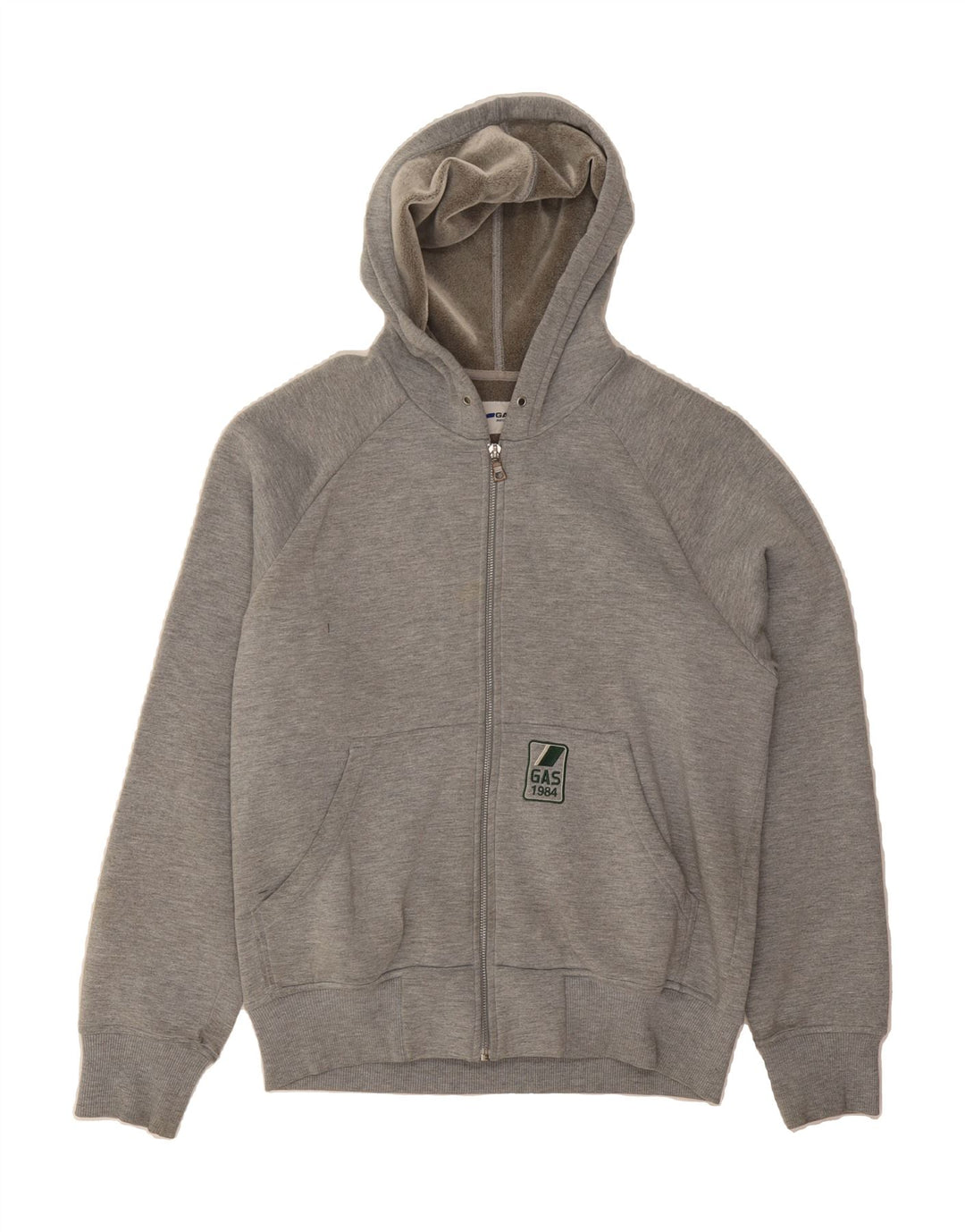 GAS Mens Zip Hoodie Sweater Medium Grey Cotton Vintage Gas and Second-Hand Gas from Messina Hembry 