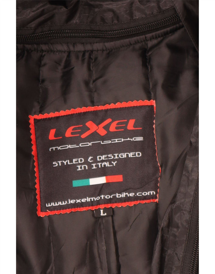 LEXEL Mens Graphic Racer Jacket UK 40 Large Black