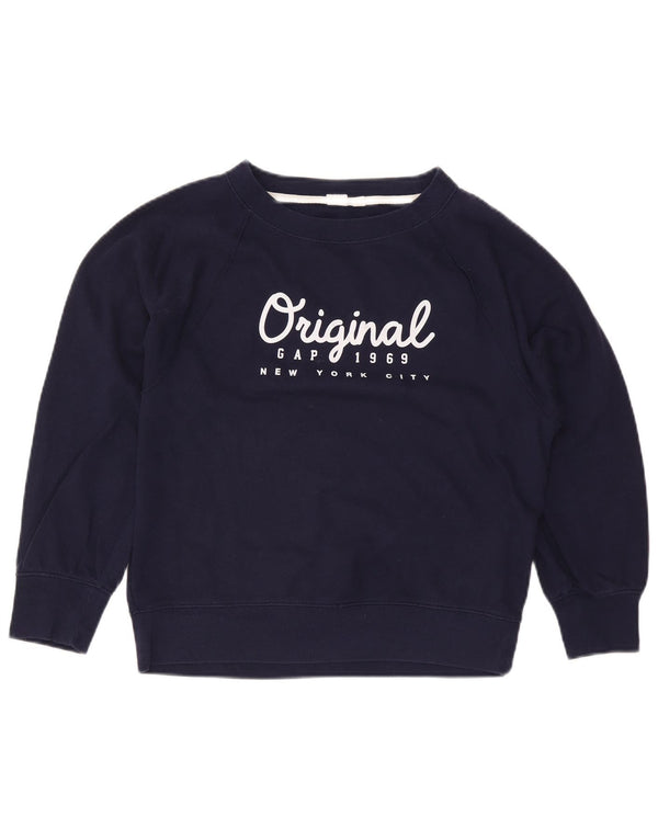 Gap Womens Oversized Graphic Sweatshirt Jumper UK 10 Small Navy Blue Cotton