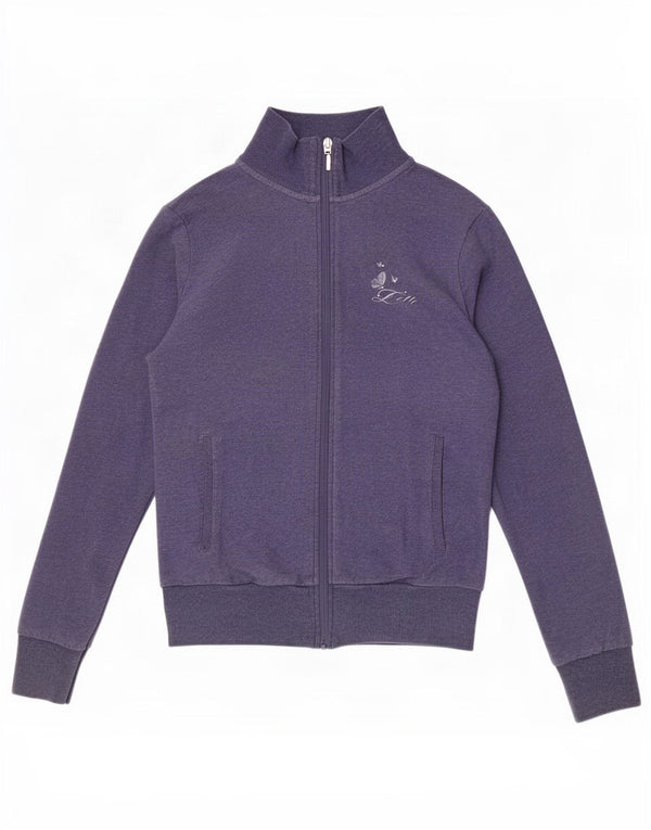 Lotto Womens Tracksuit Top Jacket UK 10 Small Blue Cotton