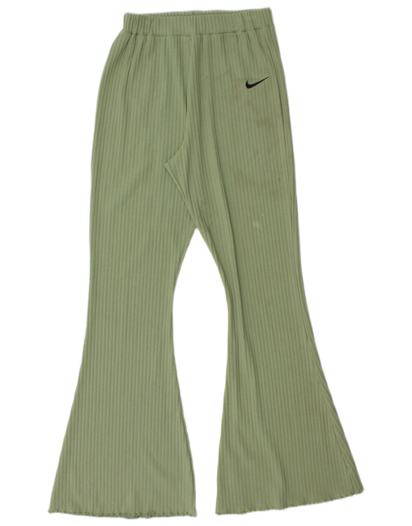 Nike Womens Flare Tracksuit Trousers UK 12 Medium Green