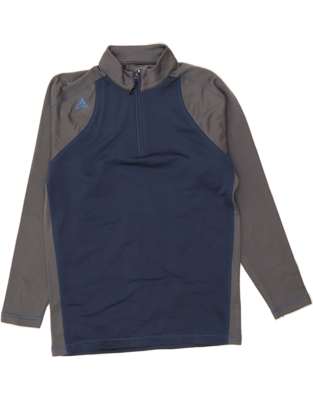 ADIDAS Mens Climawarm Pullover Tracksuit Top Large Navy Blue Colourblock Vintage Adidas and Second-Hand Adidas from Messina Hembry 