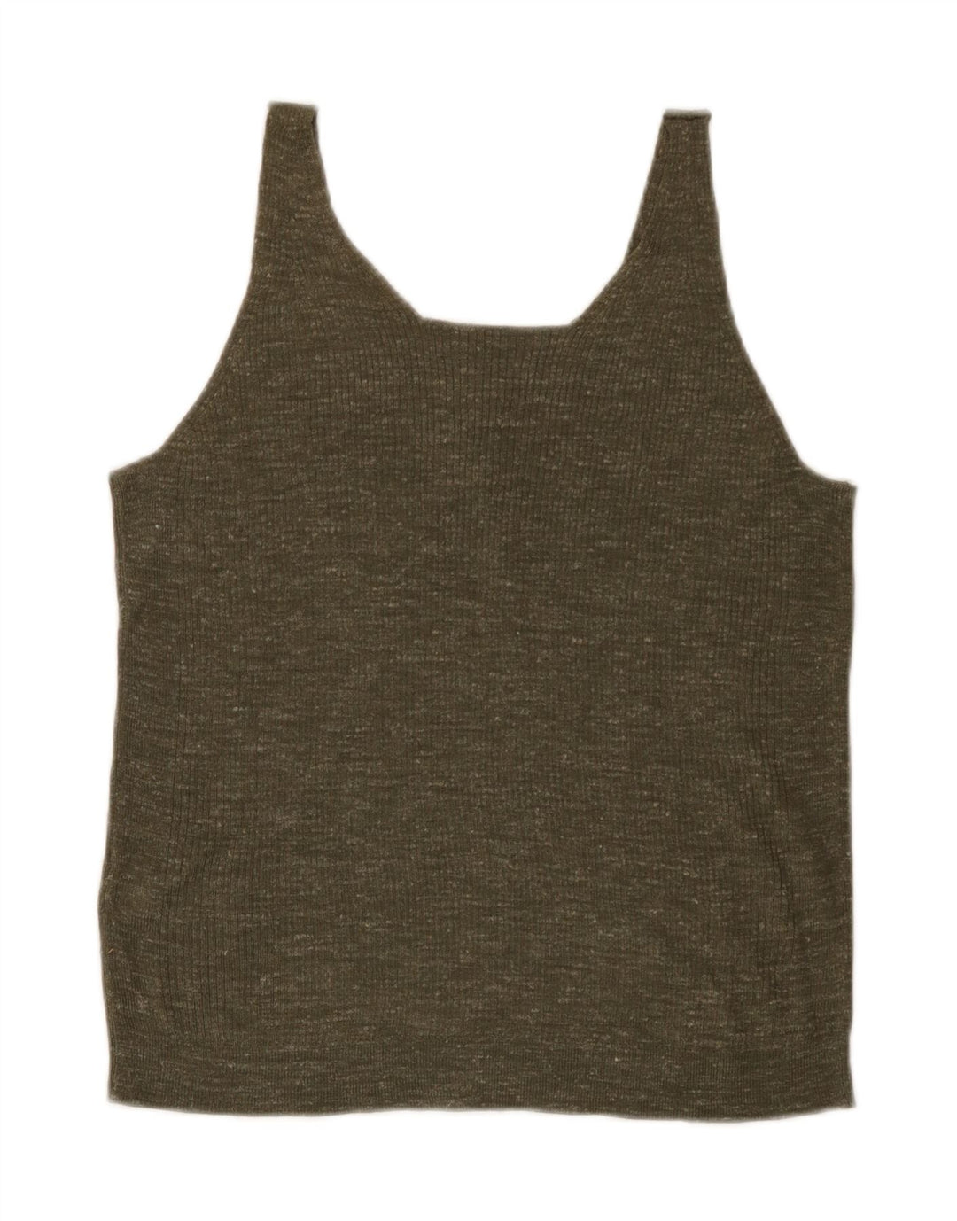 Marks & Spencer Womens Vest Top UK 12 Medium Khaki Flecked Acrylic